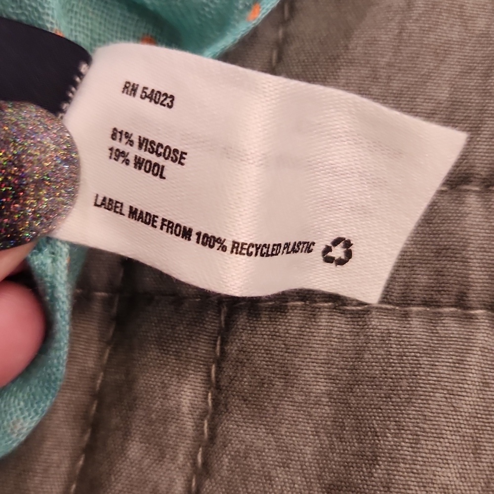 GAP Turquoise Scarf with Orange Polka Dots 31x80, New Without Tags! - Picture 3 of 6